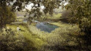 Parque Ecomonumental com quatro entradas e bacia de retenção