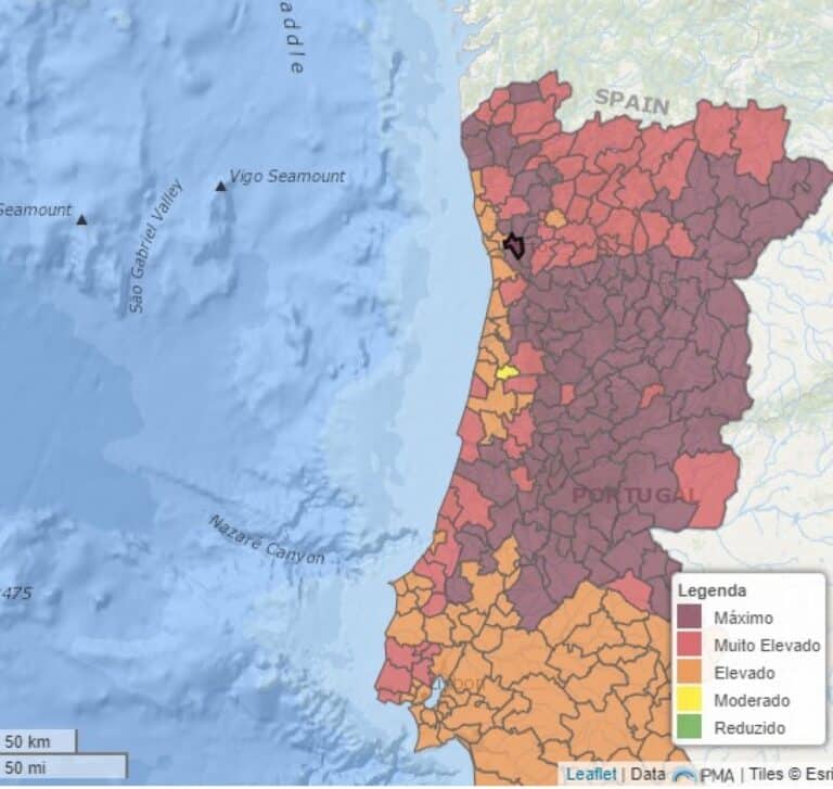 Quatro concelhos do distrito em risco máximo de incêndio
