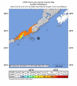 Sismo de magnitude 7.8 ao largo do Alasca. Emitido alerta de tsunami