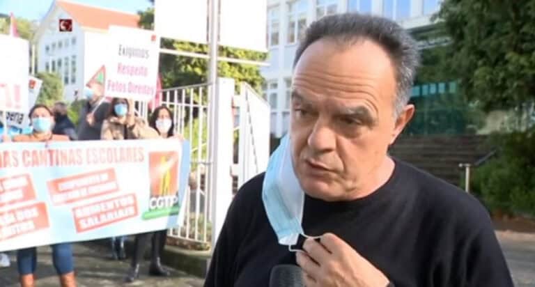 Trabalhadores das cantinas escolares em protesto contra a precariedade