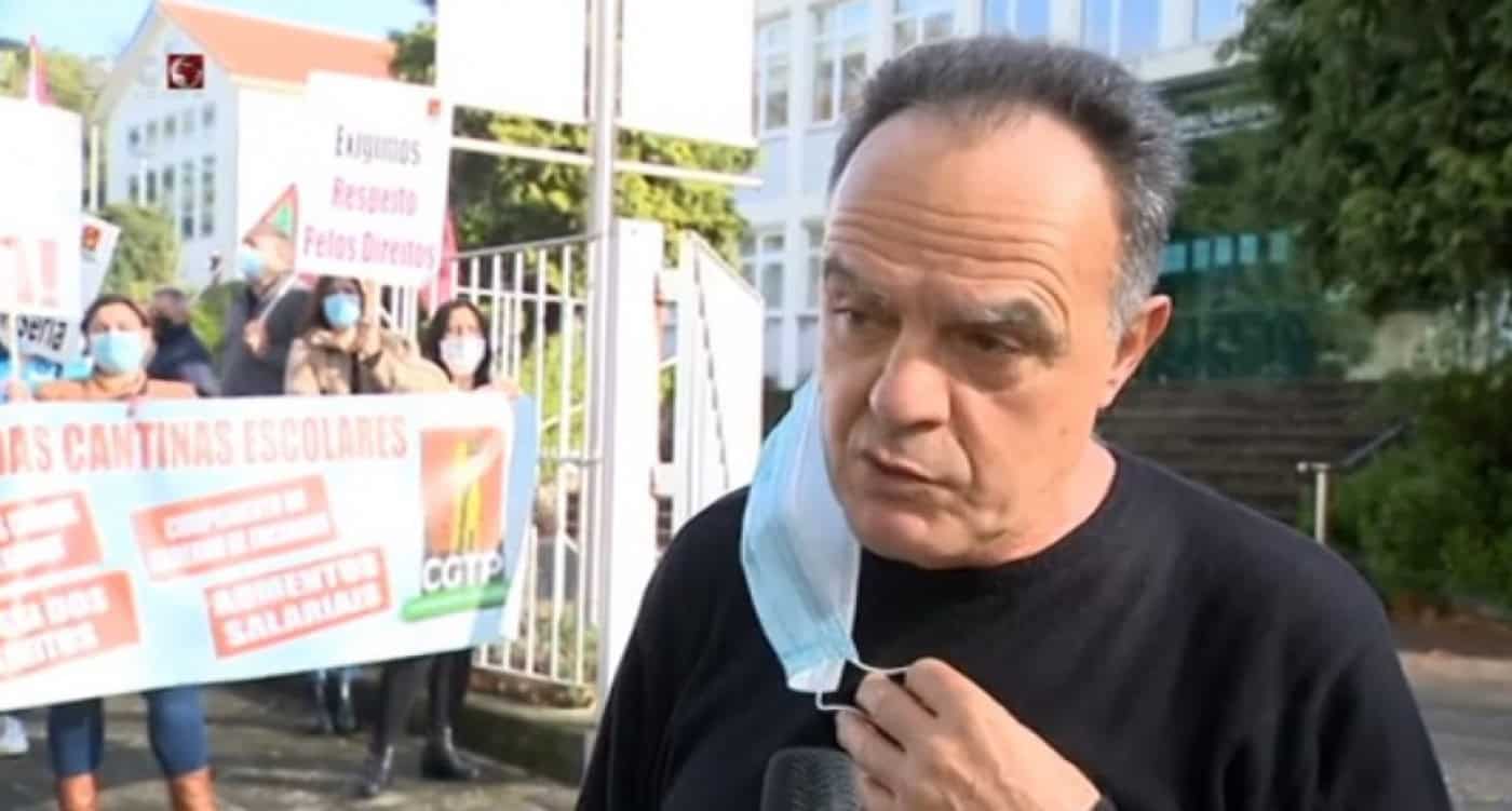 Trabalhadores das cantinas escolares em protesto contra a precariedade