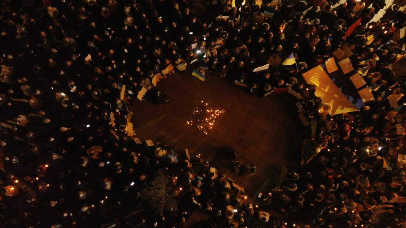 Centenas juntam-se em Braga contra a invasão russa&nbsp;