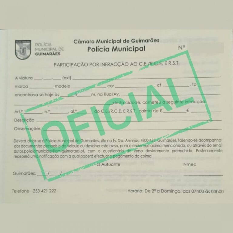 Polícia municipal alerta para avisos não oficiais colocados em veículos em Guimarães